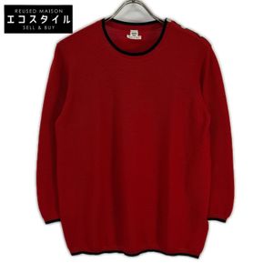 Hermes red shoulder button knit sweater with tag, size 42 [Used]