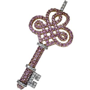 Key-designed pendant top with 1.40ct pink sapphire and 0.20ct diamonds, 18K pink gold/18K white gold, 6.0g, women's. [Pre-owned]