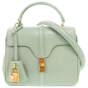 Excellent condition Celine 16th Anniversary Mini Lizard Light Green 2-Way Handbag Shoulder Bag Green 1067 [Pre-owned] CELINE
