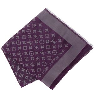 Louis LOUIS VUITTON Monogram Shine Stole 410460 Silk Purple Women's [Used]