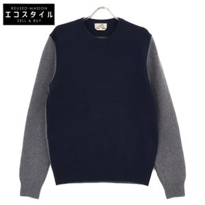 Hermes Navy Bicolor Cashmere Cotton Sweater, Size M [Used]