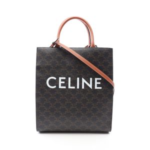 【二手】Celine CELINE托特包 小號豎款 Cabas Triomphe 2WAY 191542 黑色/ブラウンPVC 塗層帆布皮革 Triomphe 垂直款 Cabas 小號