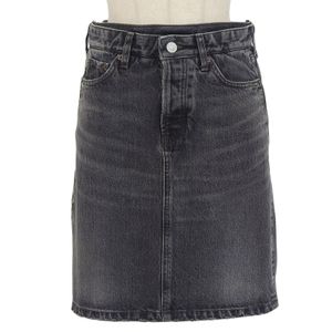 สินค้าใหม่ไม่ผ่านการใช้งาน▲BALENCIAGA บาเลนเซียก้า 22SS 657637 คอตตอน 100% พร้อมป้ายหนัง ซิปข้าง กระโปรง ยีนส์ สีดำ ไซส์ 34 ผลิตในญี่ปุ่น ของแท้
