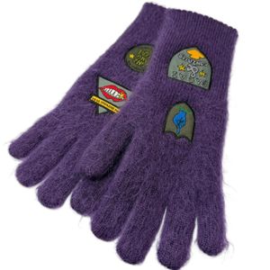 Excellent condition □ sacai Mark Gonzales 24AW 24-0872S Mohair 51% Patch Design Gloves Purple Made in Japan Men's