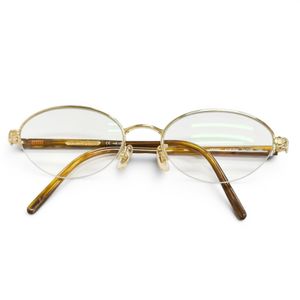 Excellent condition △ Salvatore Ferragamo Ferragamo 1539K K18 750 Gancini eyeglasses/eyewear, gold- Braun, 51□19 135, prescription lenses, total weight 28.1g, women's.