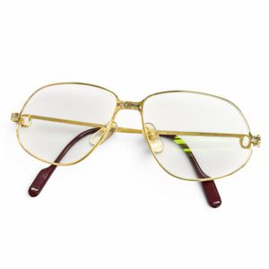 Excellent condition △ Cartier vintage Maillon Panthère eyeglasses, gold and burgundy, 56□14 135, prescription lenses, made in France, men's.