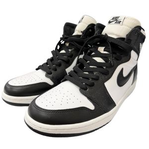 Unused item □ NIKE 555088-010 AIR JORDAN 1 RETRO HIGH OG Leather High-Top Sneakers Black White Panda 27 Men's