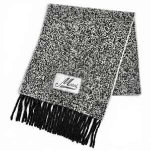 Mint condition △ MARNI 25AW SCMC0145Y0 Alpaca Logo Patch Bouclé Weave Fringe Long Scarf Black White Made in Italy Authentic Women's