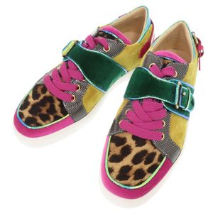 Unused Christian Louboutin MICHAELOW FLAT VELVET Leopard Print Size 40 Calf Hair Velvet Suede Color Sneakers 0533 [Used] Christian Louboutin Men's