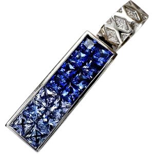 Reversible design pendant top with 0.82ct sapphire and 0.20ct diamonds, 18K white gold, 3.3g, women's. [Pre-owned]
