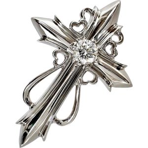 Cross/Cross Motif Diamond 0.213ct Pendant top K18WG White Gold 6.7g Women's [Used]
