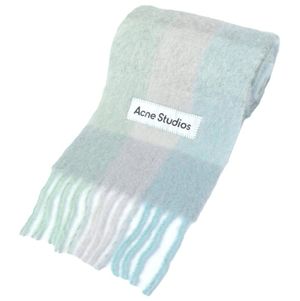 Acne Studios 25AW Italian-made Mohair Checked Scarf FN-UX-SCAR000115 Turquoise/Grey/Mint Green Scarf Unisex Retail Price ¥51,700 [New/Used] [Pre-owned] [Acne Studios]