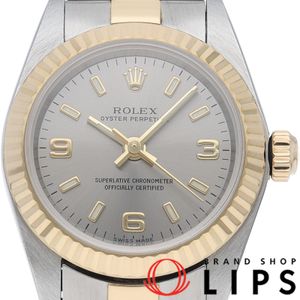 Rolex Oyster Perpetual Ladies Watch 76193(P) with Box, Warranty Card, 18K Yellow Gold/Stainless Steel, Silver, Polished, 2000 Model, Excellent Condition [Used]