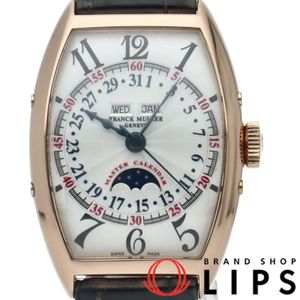 FRANCK MULLER 토노 커벡스 마스터 캘린더 문페이즈 CINTREE CURVEX MASTER CALENDAR 5850MCL K18PG/가죽 남성용 시계 실버 폴리싱 완료 미품 【중고】