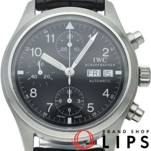 IWC 메카니컬 플리거 크로노그래프 피쉬 크라운 MECHANICAL FLIEGER CHRONOGRAPH IW370603 박스 보증서 포함 SS/가죽 남성용 시계 블랙 폴리싱 완료 미품 【중고】