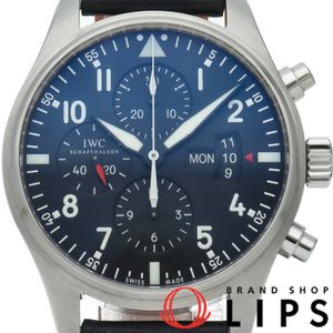 IWC 파일럿 워치 크로노그래프 Pilots Watch Chronograph IW377701 보증서 포함 SS/가죽 남성용 시계 블랙 폴리싱 완료 최상급 컨디션 【중고】