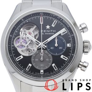 ZENITH 크로노마스터 오픈 엘 프리메로 워치 39.5mm 03.3300.3604/21.M3300 보증서 포함 SS 남성용 시계 블랙 폴리싱 완료 최상급 컨디션 【중고】