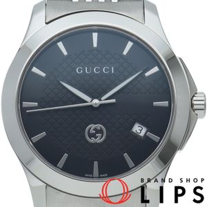 Gucci 구찌 G-타임리스 남성용 시계 G-timeless 126.4/YA1264106 박스 보증서 포함 SS 남성용 시계 블랙 폴리싱 완료 최상급 컨디션 【중고】