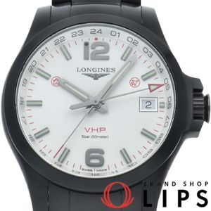 LONGINES 콘퀘스트 V.H.P. GMT 워치 Conquest quartz L3.718.2.76.6 박스 SS 남성용 시계 화이트 미품 【중고】
