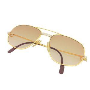 Excellent condition ▲ Cartier Santos de Cartier double-bridge sunglasses, gold and silver, size 58□18 140, made in France, men's.