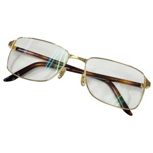 Excellent condition □ Cartier CT0040O-001 Tortoiseshell pattern Santos de Cartier Square Glasses Eyewear Gold Braun 55□16-140 Prescription lenses Made in France Men's