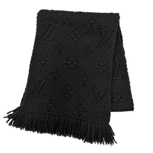 미품☆LOUIS VUITTON 루이비통 M72431 에샬프 로고마니아 울 실크 앙트라사이트 모노그램 머플러 블랙 계열 이탈리아제 정품 여성용