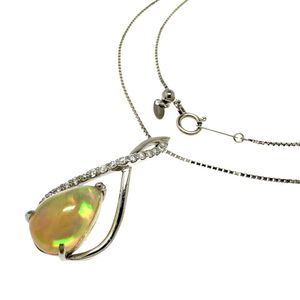 オパール 2.11ct ダイヤモンド 計0.17ct ネックレス Pt900プラチナ/Pt850プラチナ 6.2g 45cm レディース 【中古】