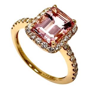 11.5号 モルガナイト 1.45ct ダイヤモンド 計0.37ct リング・指輪 K18ゴールド 3.0g レディース 【中古】