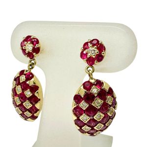 ルビー 計1.82×2ct ダイヤモンド 計0.10×2ct ピアス K18ゴールド 7.4g レディース 【中古】
