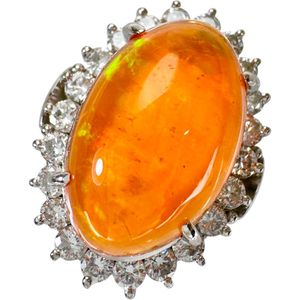 11号 ファイアオパール 7.97ct ダイヤモンド 1.10ct リング・指輪 Pt900プラチナ 11.8g レディース 【中古】
