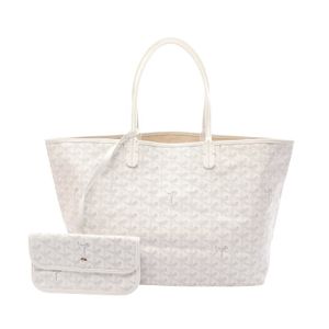 【二手】Goyard GOYARD Louis PM 手提包，白色/灰色，PVC塗層帆布，皮革，女士，二手
