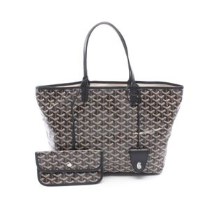 【二手】 GOYARD Saint Louis PM 手提包 STLCROPMLTY01CL01P 黑/白/ブラウンPVC塗層帆布皮革 Saint Louis PM 女士二手 A