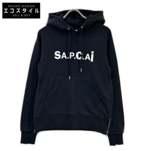 A.P.C. x sacai 21E2-COEON-M27655 Black Front Print Hoodie XXS [Used]