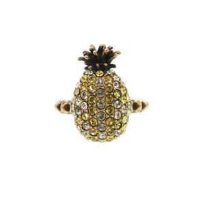 グッチ パイナップルモチーフ メタル ラインストーン 18号 イエロー リング 指輪 0836 GUCCI 【中古】メンズ