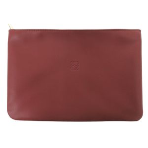 Like New Loewe Cosmetic Pouch, Sheepskin, Wine RED 0025 [Used] LOEWE