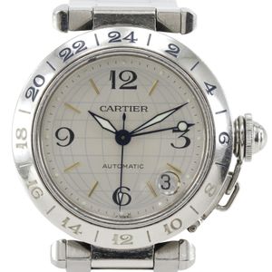 Cartier Pasha C Meridian GMT 손목시계 W31078M7 스테인리스 스틸 자동식 아날로그 손목시계 실버 다이얼 유니섹스 [중고]