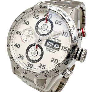 TAG HEUER 까레라 CV2A11 아날로그 손목시계 스테인리스 스틸 오토매틱 화이트 다이얼 남성용 [중고]