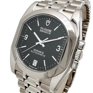 TUDOR 모나크 데이트 33100 아날로그 손목시계 스테인리스 스틸 오토매틱 1979년 블랙 다이얼 남성용 [중고]