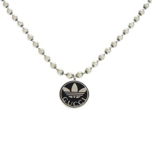 美品 グッチ adidas アディダス コラボ Gボールチェーン インターロッキング シルバー925 シルバーネックレス ペンダント 0791【中古】GUCCI メンズ