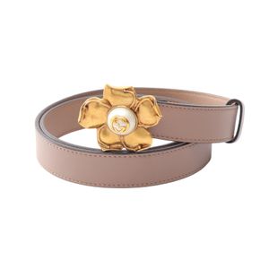 [Used] Gucci GUCCI Belt Metal Flower Gold Hardware 431438 Leather Belt Women's Used A