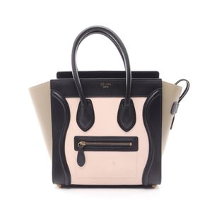【二手】 CELINE Luggage Micro Shopper 手提包 167793 淺粉紅色/灰褐色/黑色皮革 Luggage Micro Shopper 女士