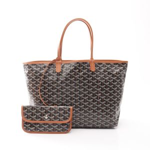 【二手】Goyard GOYARD Louis PM 手提包，黑/ブラウン/白，PVC塗層帆布，皮革，女士，二手