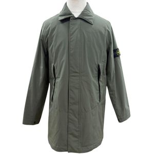 全新未使用商品 ▼ STONE ISLAND 731541727 附貼布的絎縫雙拉鍊外套，卡其色，S 碼，正品男裝，附衣架。