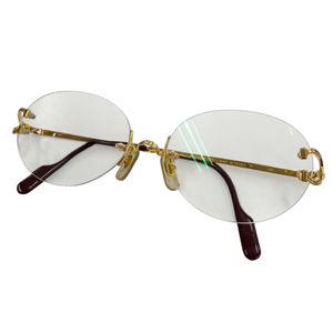 Excellent condition ▼ Cartier 2C Decor rimless two-point eyeglasses, eyewear, gold/burgundy, □16 135, prescription lenses, made in France, men's.