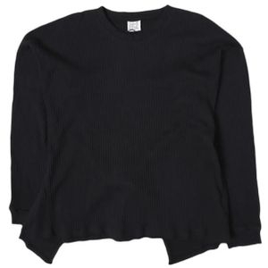BASERANGE (Baserange) Made in Portugal SHAW LONG SLEEVE Organic Cotton Fleece Top, Size XS, Black, Asymmetrical Rib Cut and Sew Top [New/Used] [BASERANGE]