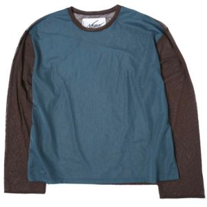 NKGW (NKGW) 26SS SEE-THROUGH C/S Color See-Through Cut and Sew Top, Free Size, Blue/Brown, Top [Used] [NKGW]