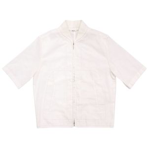 Excellent condition Hermes zip-up cotton white overshirt, short-sleeved shirt, white, 0326 [Used] HERMES Men's