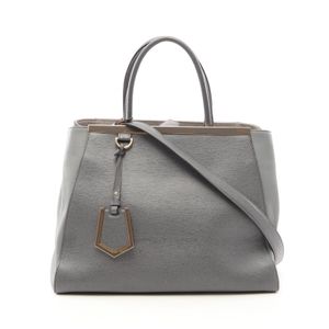 【二手】 FENDI 2JOURS 手提包，兩用款，灰色皮革，中號，女士，二手 B