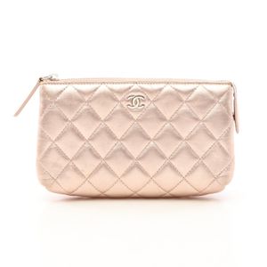 [Used] Chanel CHANEL Pouch Matelassé A69259 Rose Gold Lambskin (Sheepskin) Matelassé Pouch Women's Used B