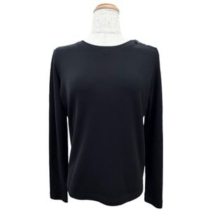 Mint condition △HERMES Hermes cotton Margiela era Sellier button crew neck long-sleeve T-shirt black size 36 Made in France Authentic Women's